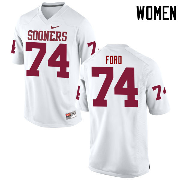 Women Oklahoma Sooners #74 Cody Ford College Football Jerseys Game-White